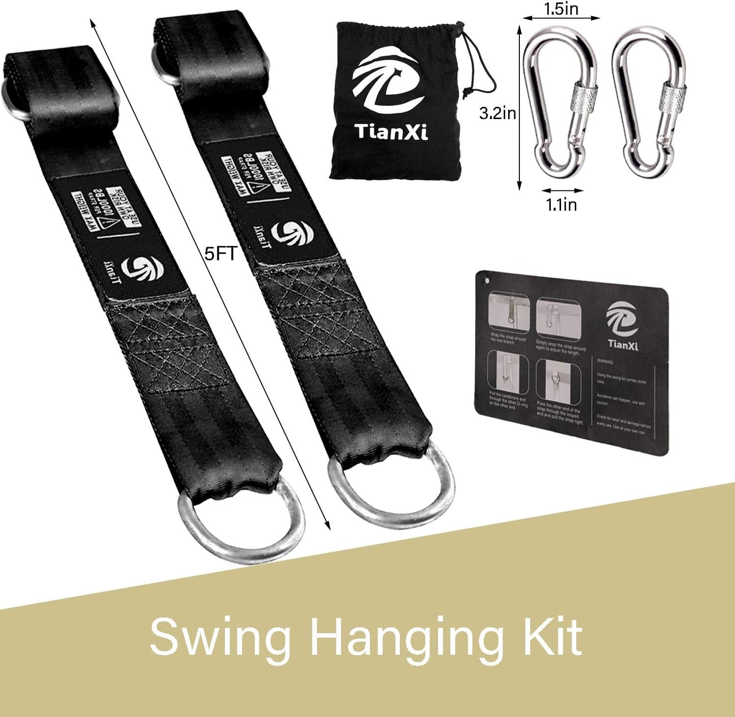 Juego accesorios suspensión 152.5cm acero inox negro