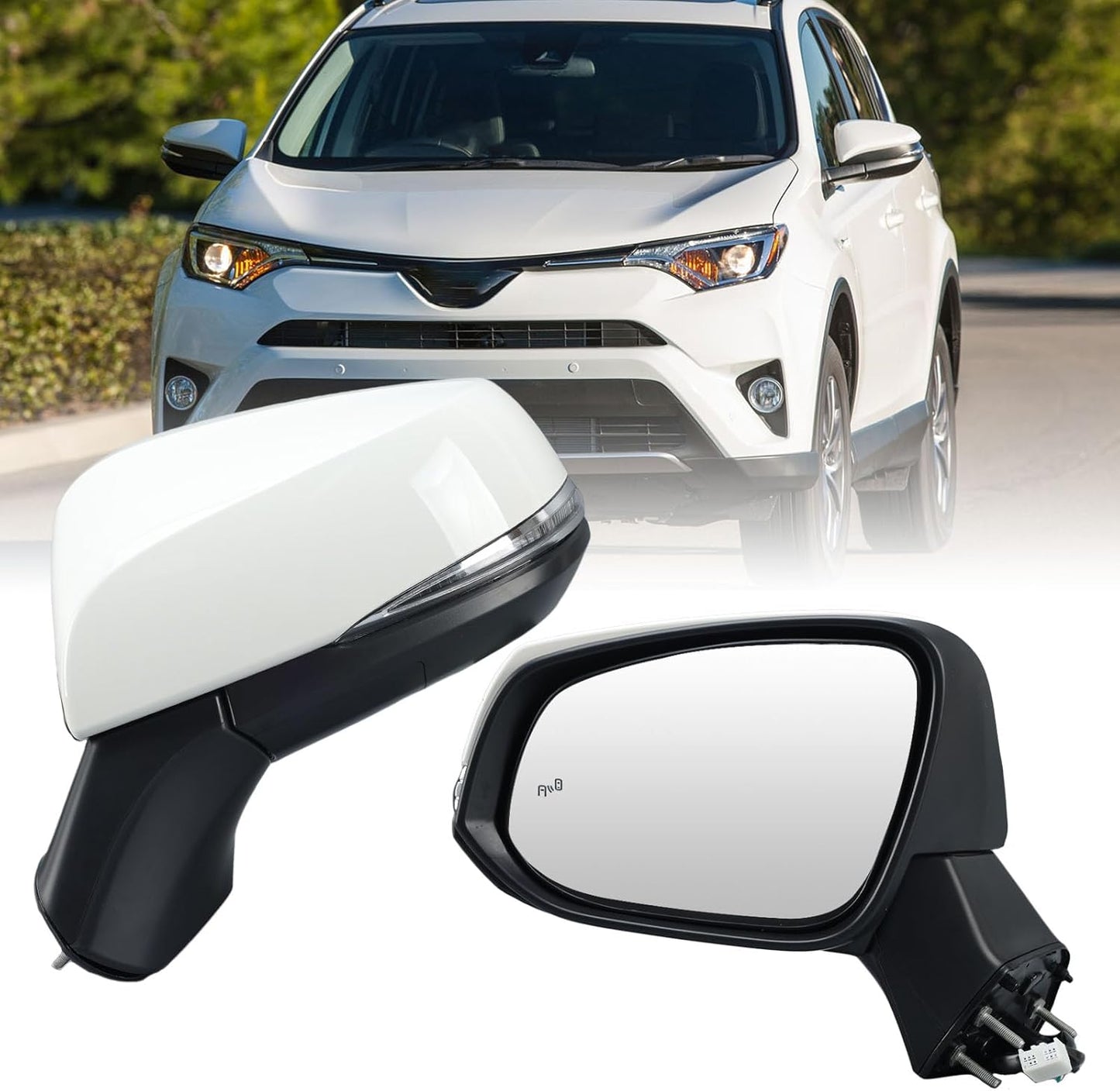 Espejo lateral conductor Toyota RAV 8 pines blanco