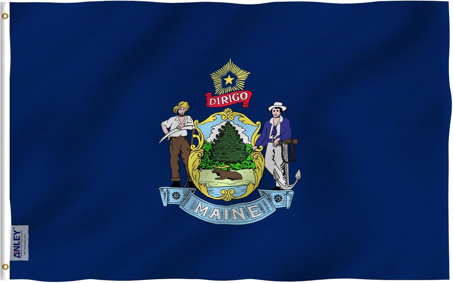 Bandera Maine 3x5ft poliéster cabecera lona doble costura