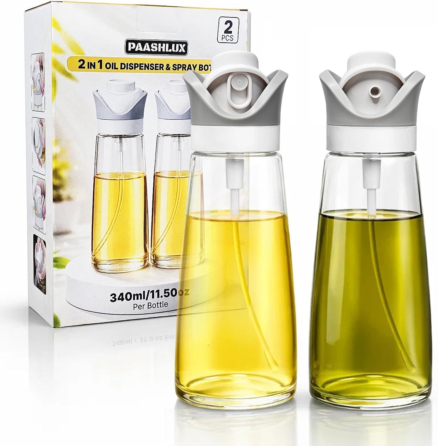 Dispensador aceite 2en1 botellas 11.5oz rociador vidrio cocina