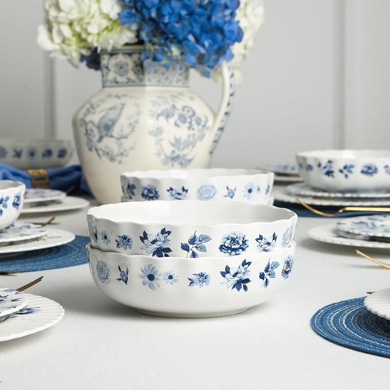 Set 4 Pzas Cuencos Porcelana Hueso Azul