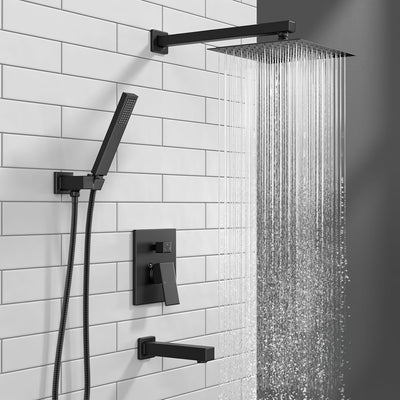 Set grifo ducha bañera 3 ajustes cabezal rociador negro mate