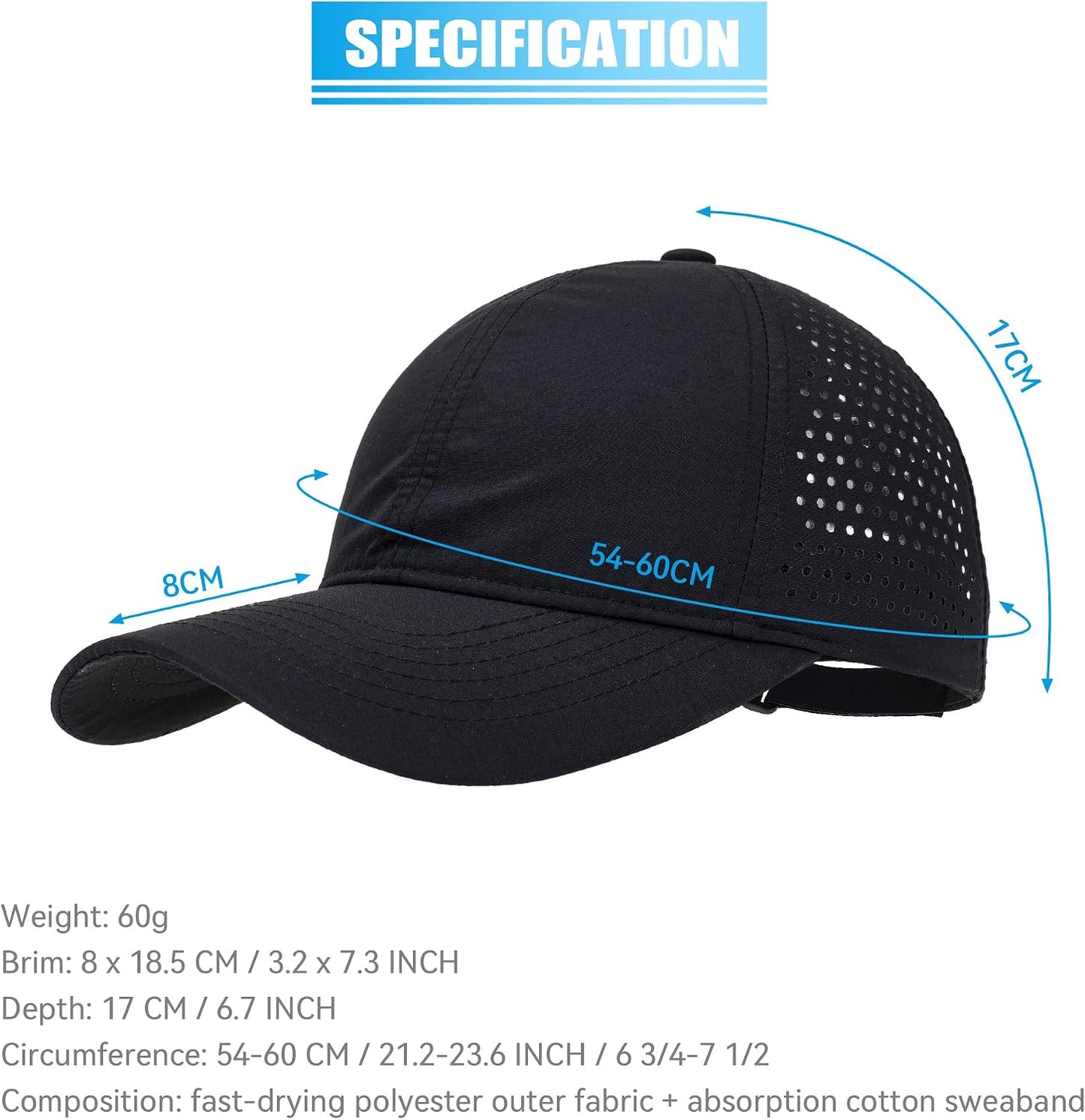 Sombrero deportivo 4 paneles ligero transpirable