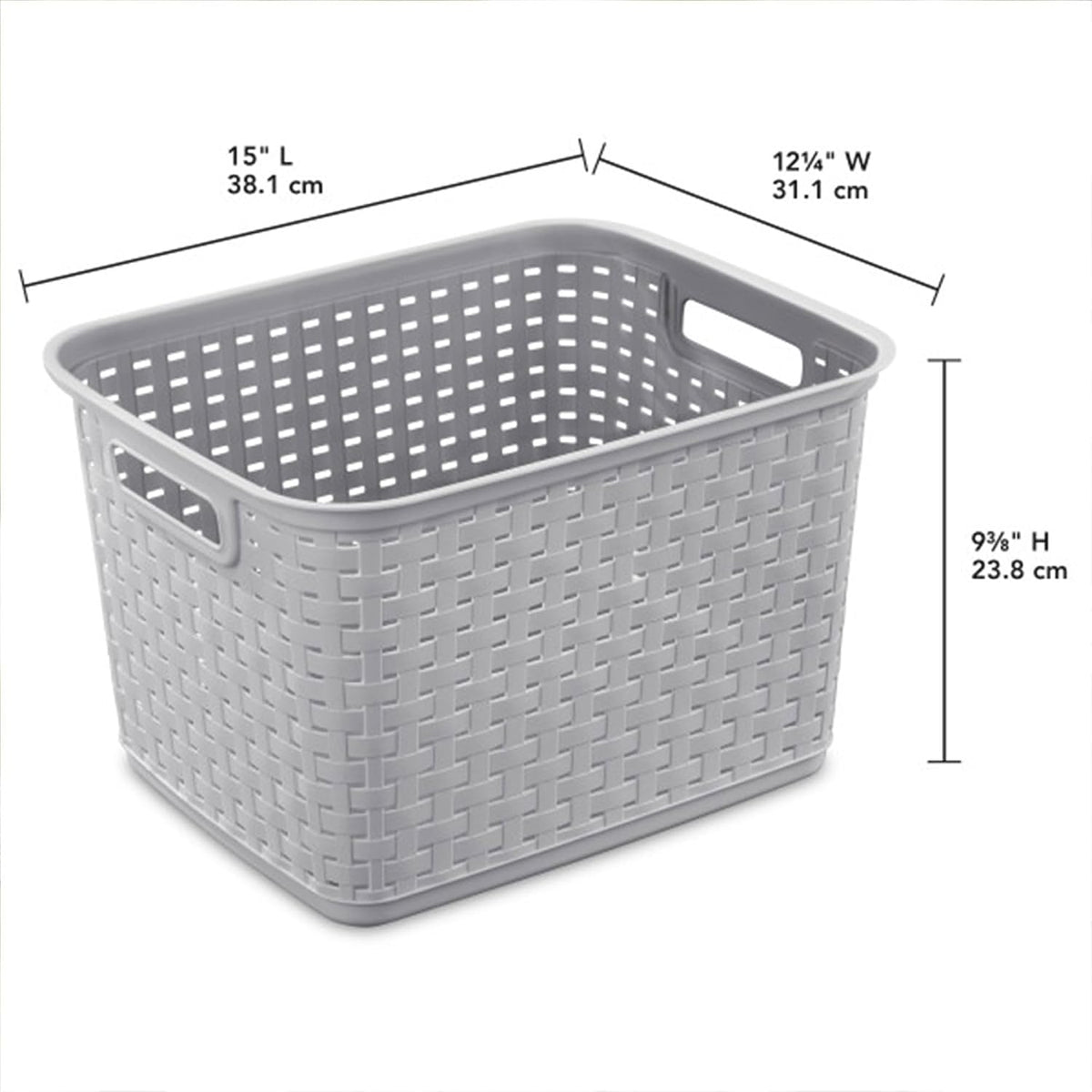 12 Cestas Plástico Estilo Mimbre Gris Cemento Multiusos