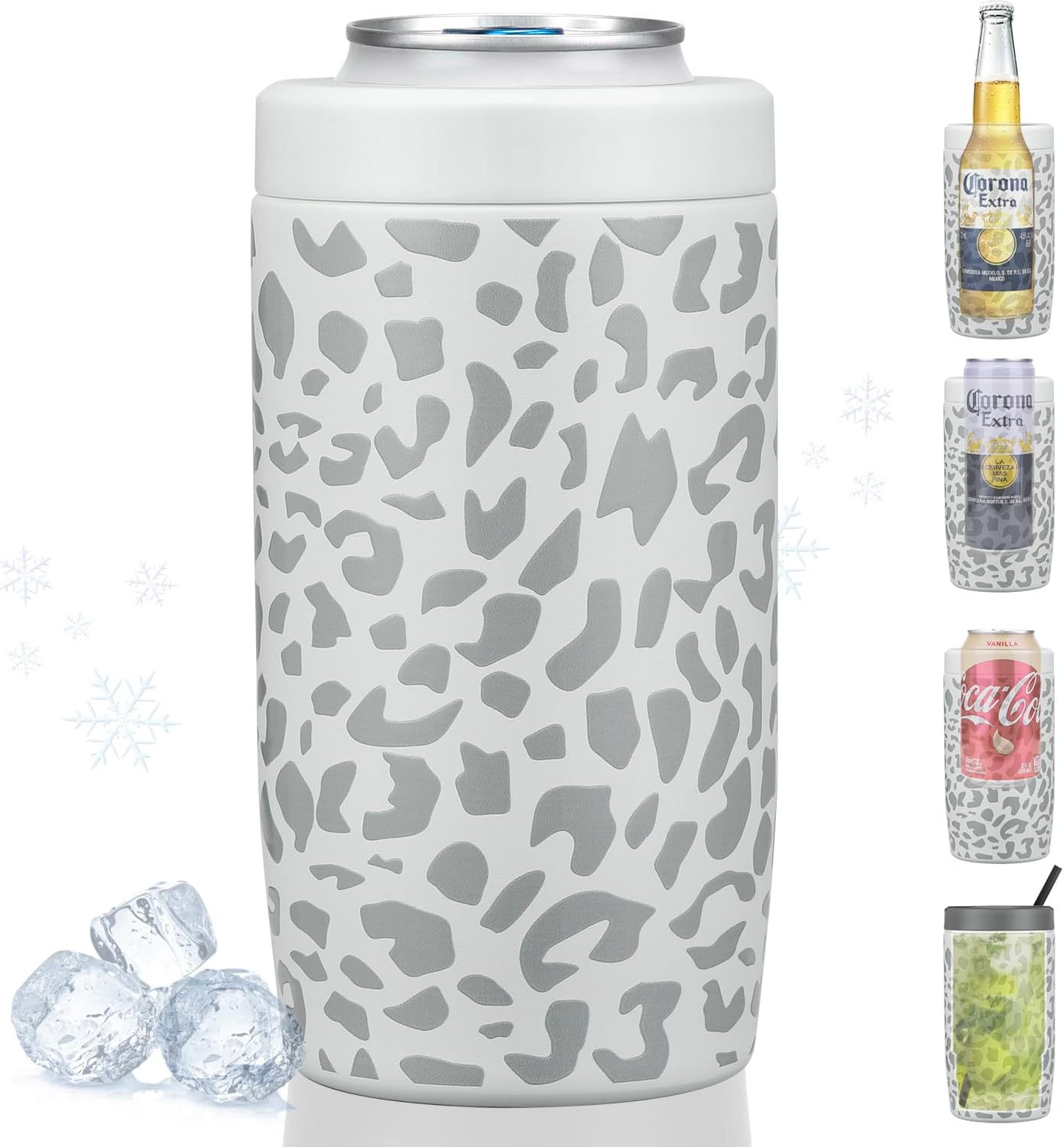Enfriador latas 4en1 acero inox 12oz blanco