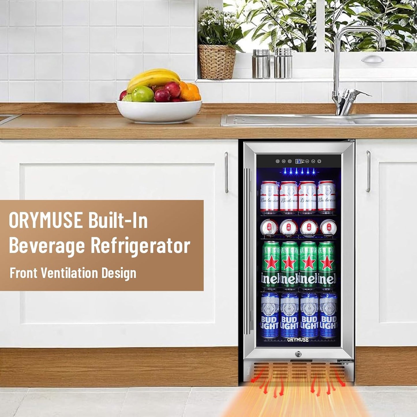 Refrigerador bebidas 15pulg 130 latas puerta vidrio