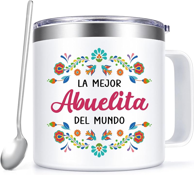 Taza café aislada 14oz regalo abuela en español