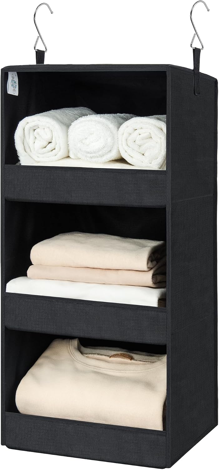 Organiz. colgante 3 estantes plegables negro 29.5x12"