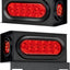 Kit 2 cajas luz LED remolque oval 6pulg y redondas 2pulg rojo