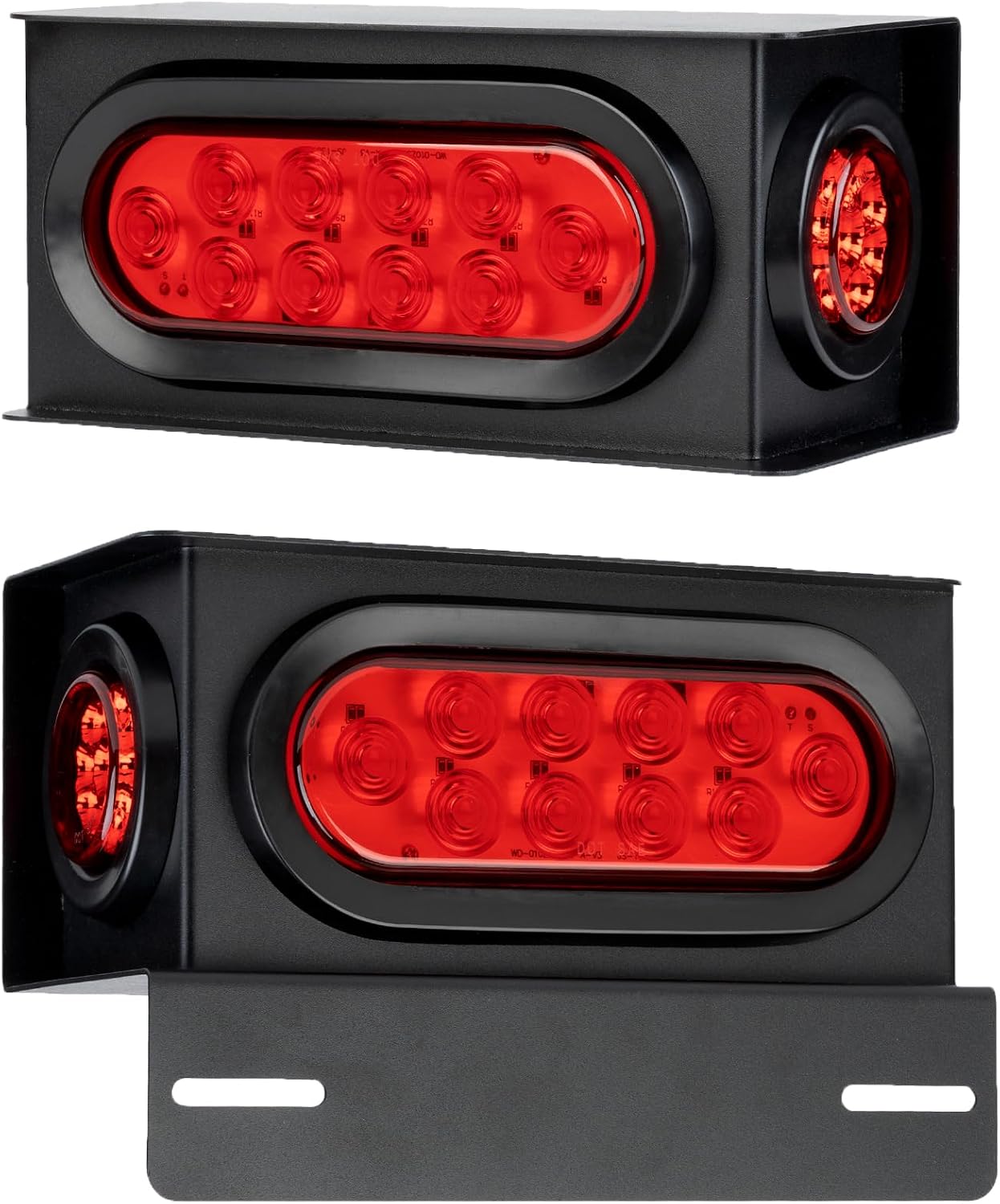 Kit 2 cajas luz LED remolque oval 6pulg y redondas 2pulg rojo