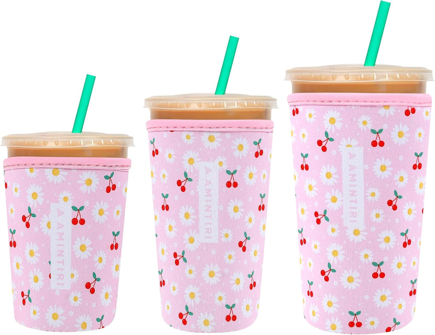 3 fundas reutilizables neopreno para café Starbucks cereza