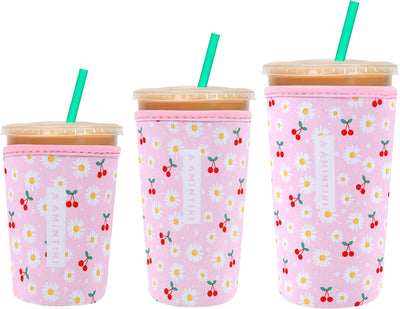 3 fundas reutilizables neopreno para café Starbucks cereza