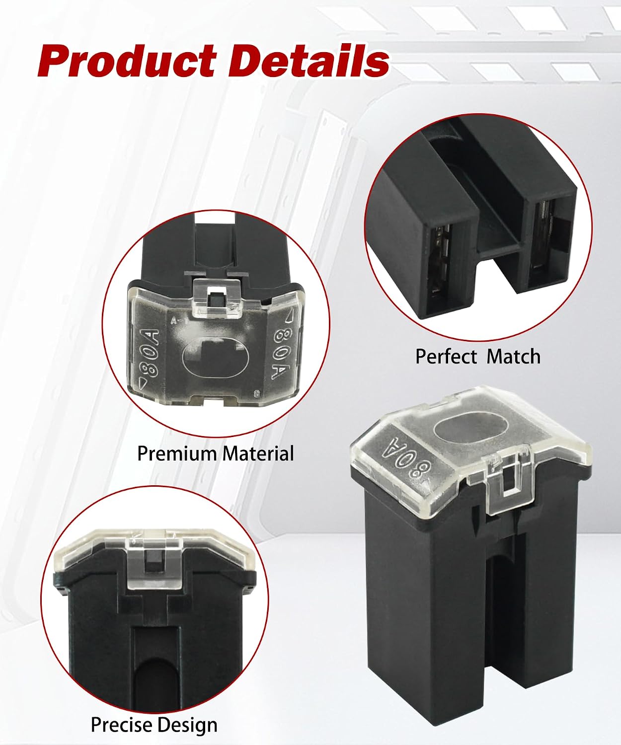 2 Fusibles 80A Negro Pal 3 Cartuchos para Ford Toyota Lexus