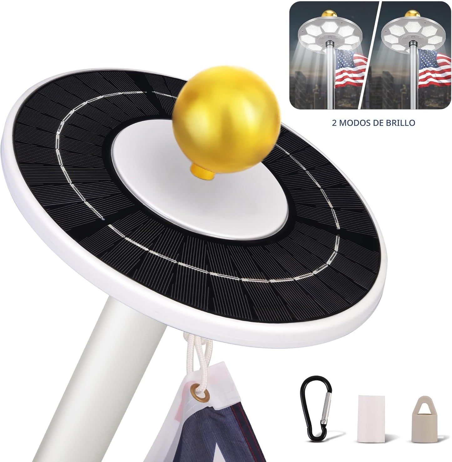 Luz LED solar para asta bandera 160 LED impermeable