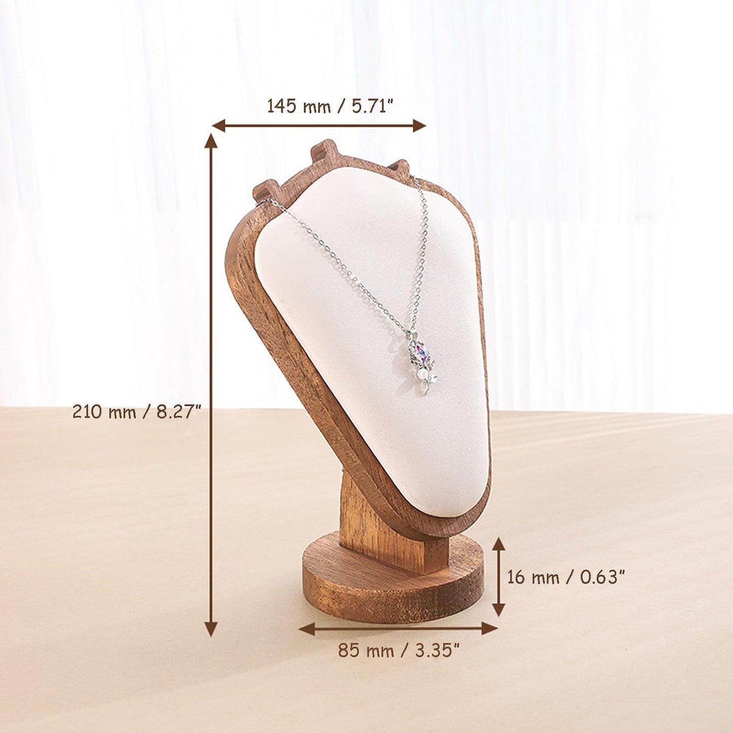 Soporte cuero con base madera 8.27" organiz. joyas