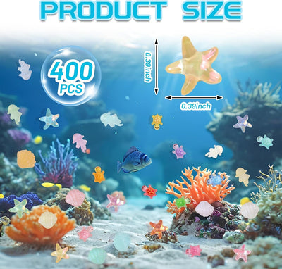 Kit 400 Pzas Animales Marinos Resina Luminosa