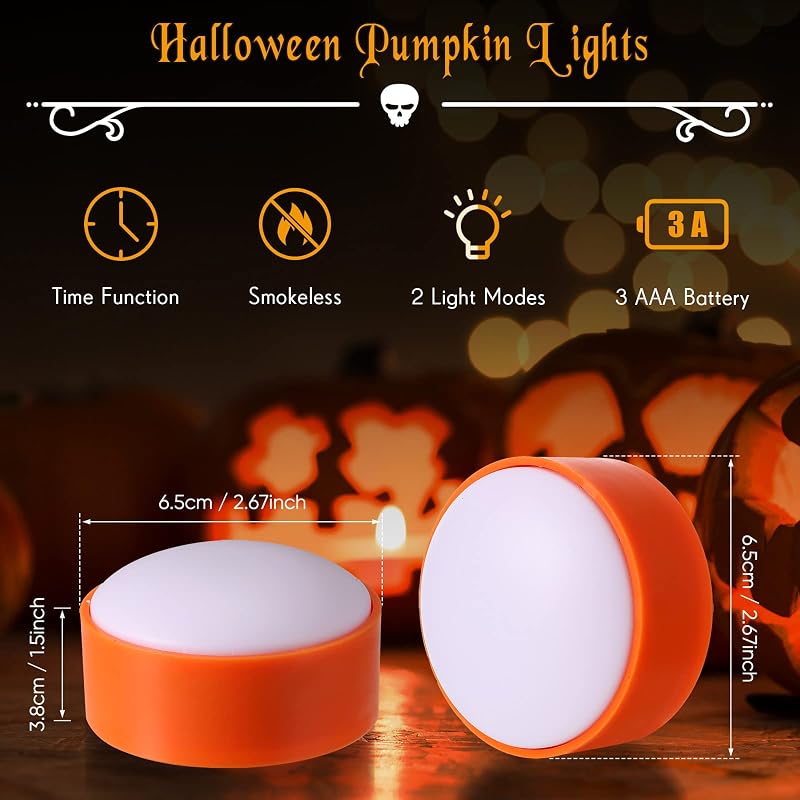 6 Luces Calabaza LED con Control y Temporizador