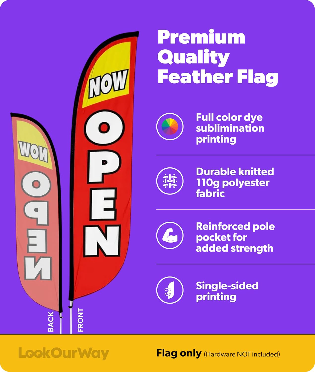 Bandera señal publicitaria tipo Swooper 12ft Rojo Amarillo