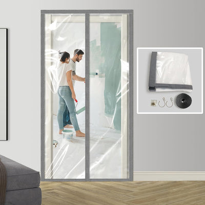 Kit barrera polvo puerta magnética plástico 5x8.5ft gris