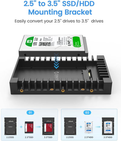 Adaptador 2.5 a 3.5 pulg HDD SSD SATA para bahía interna