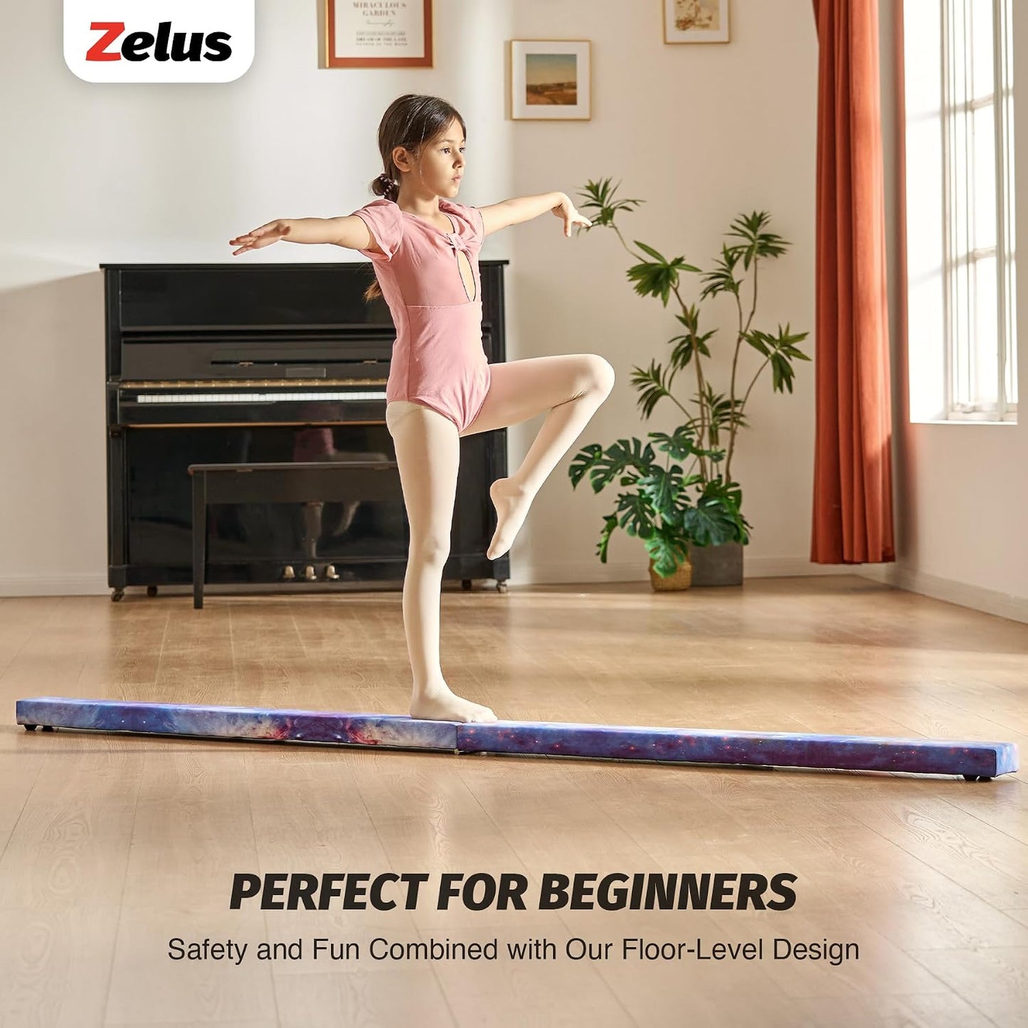 Viga equilibrio gimnasia plegable 8' asas base antiderrap