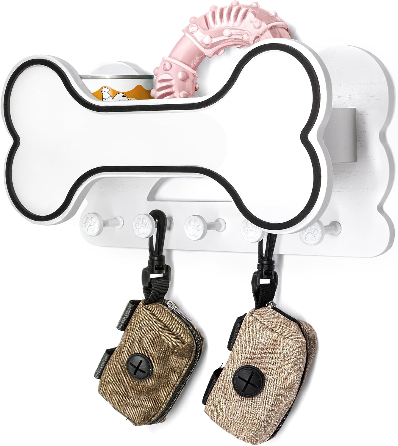 Soporte correa perro pared con ganchos 3D y estante