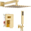 Set grifo ducha dorado cepillado 12pulg lluvia alta presión