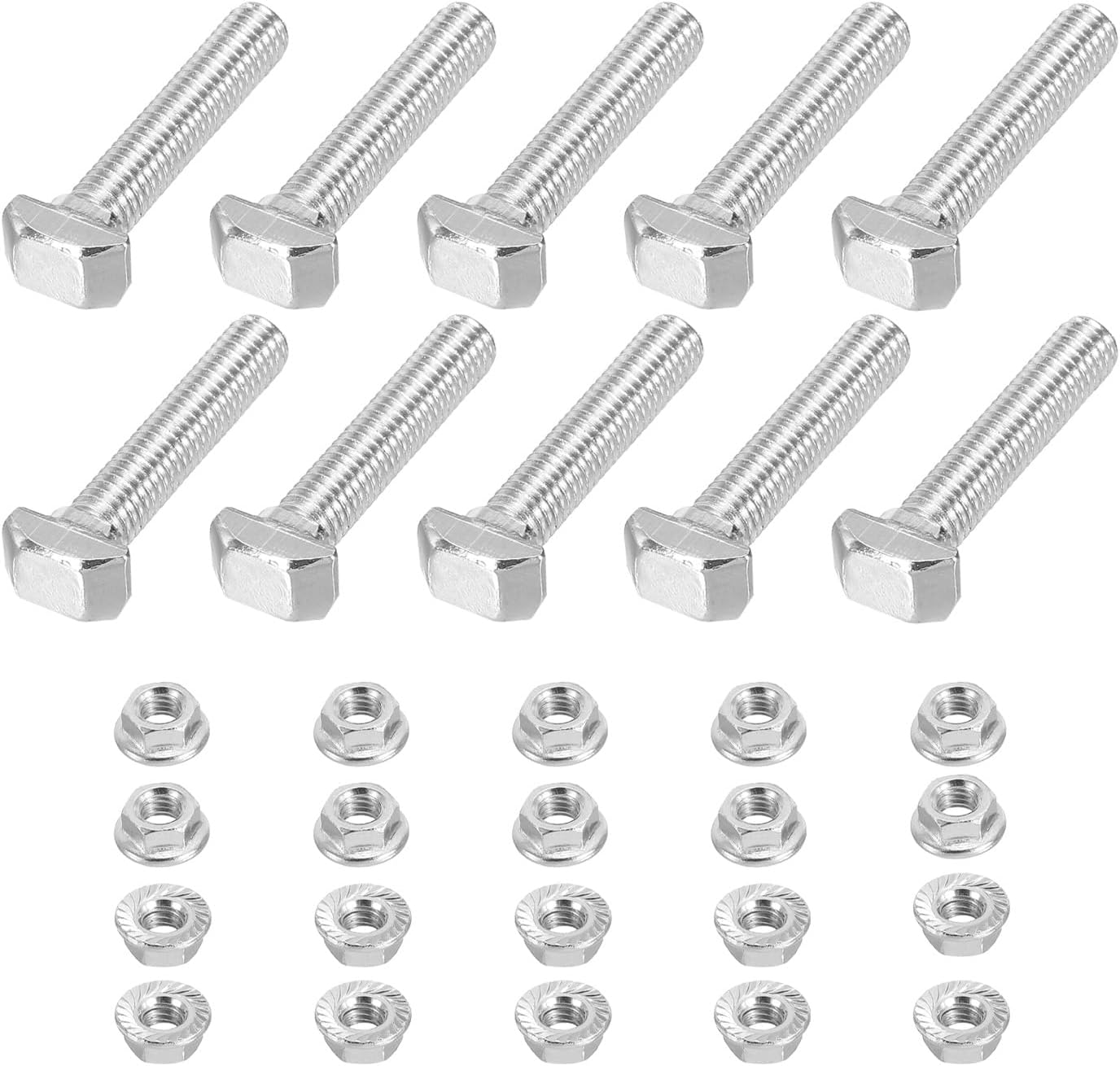 Tornillo T cabeza martillo M5x25 con tuercas brida hex para