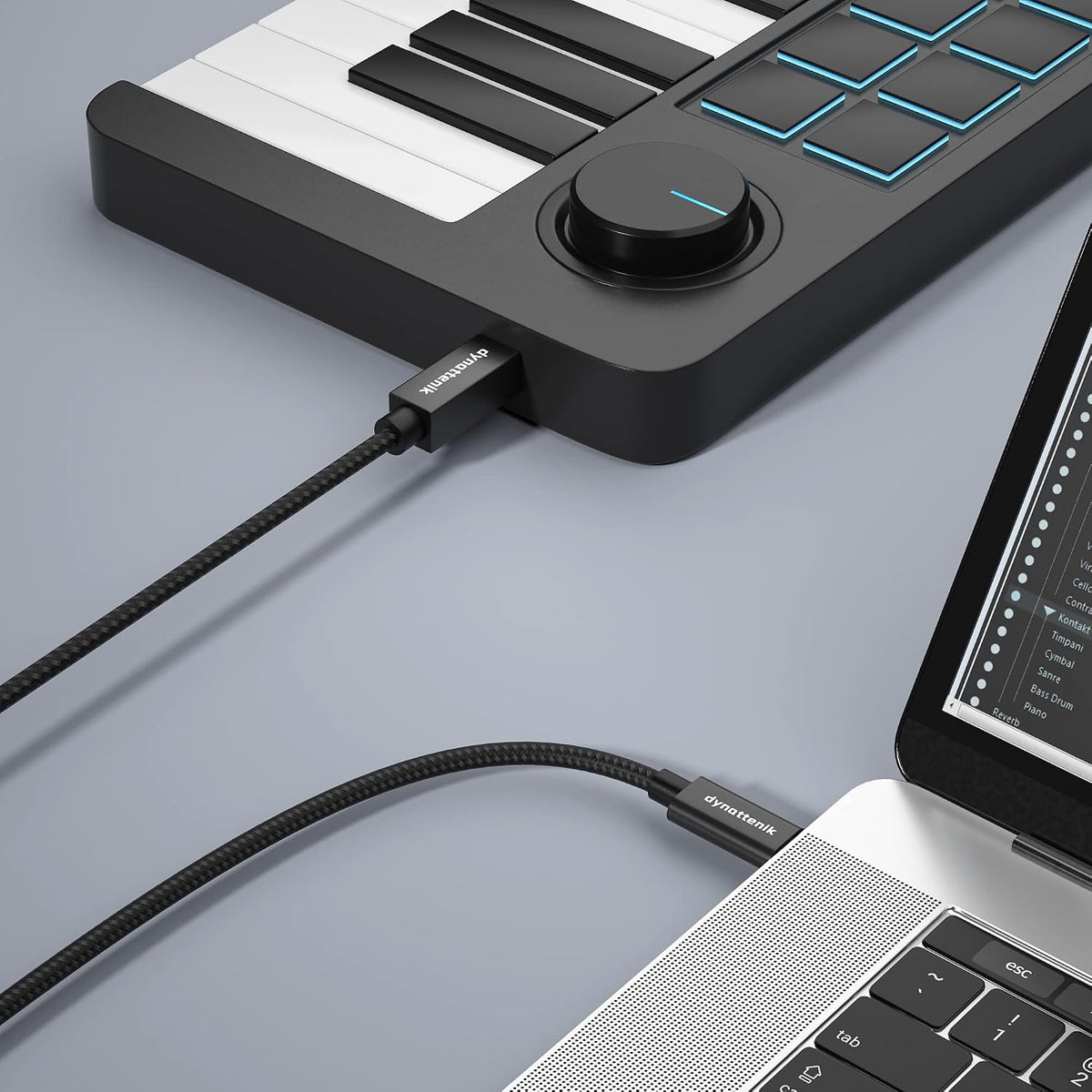 Cable MIDI USB-C a USB-B 2m para teclado y controlador estudio