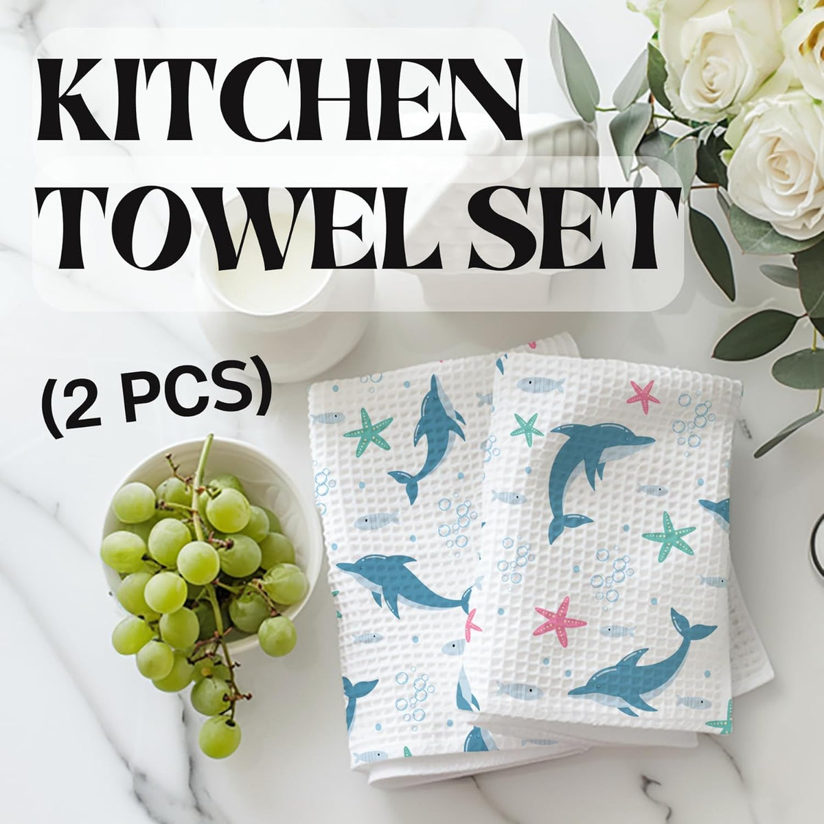 Toalla de cocina de microfibra para amantes de los delfines 16 x 24 pulgadas