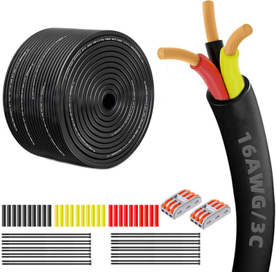 Cable eléctrico 16AWG 3 conductores 100pies cobre puro