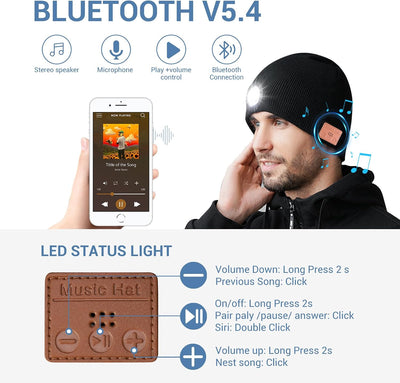 Beanie con luz USB recargable para caminata pesca hombre mujer