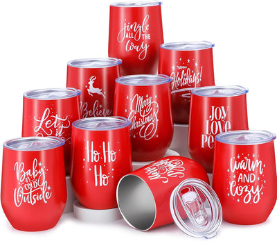 20 Vasos Navidad Acero Inox 12oz Tapa Popote