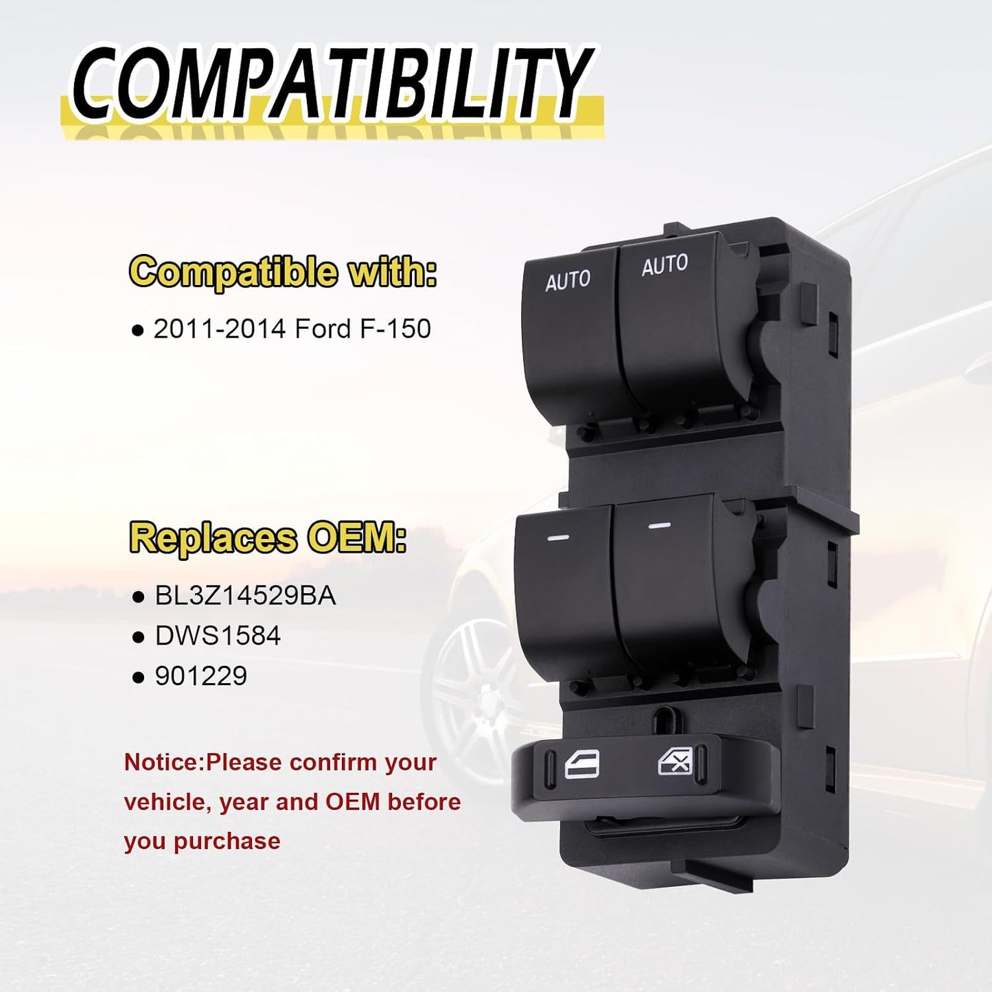 Interruptor elevalunas eléctrico Ford F-150 11-14