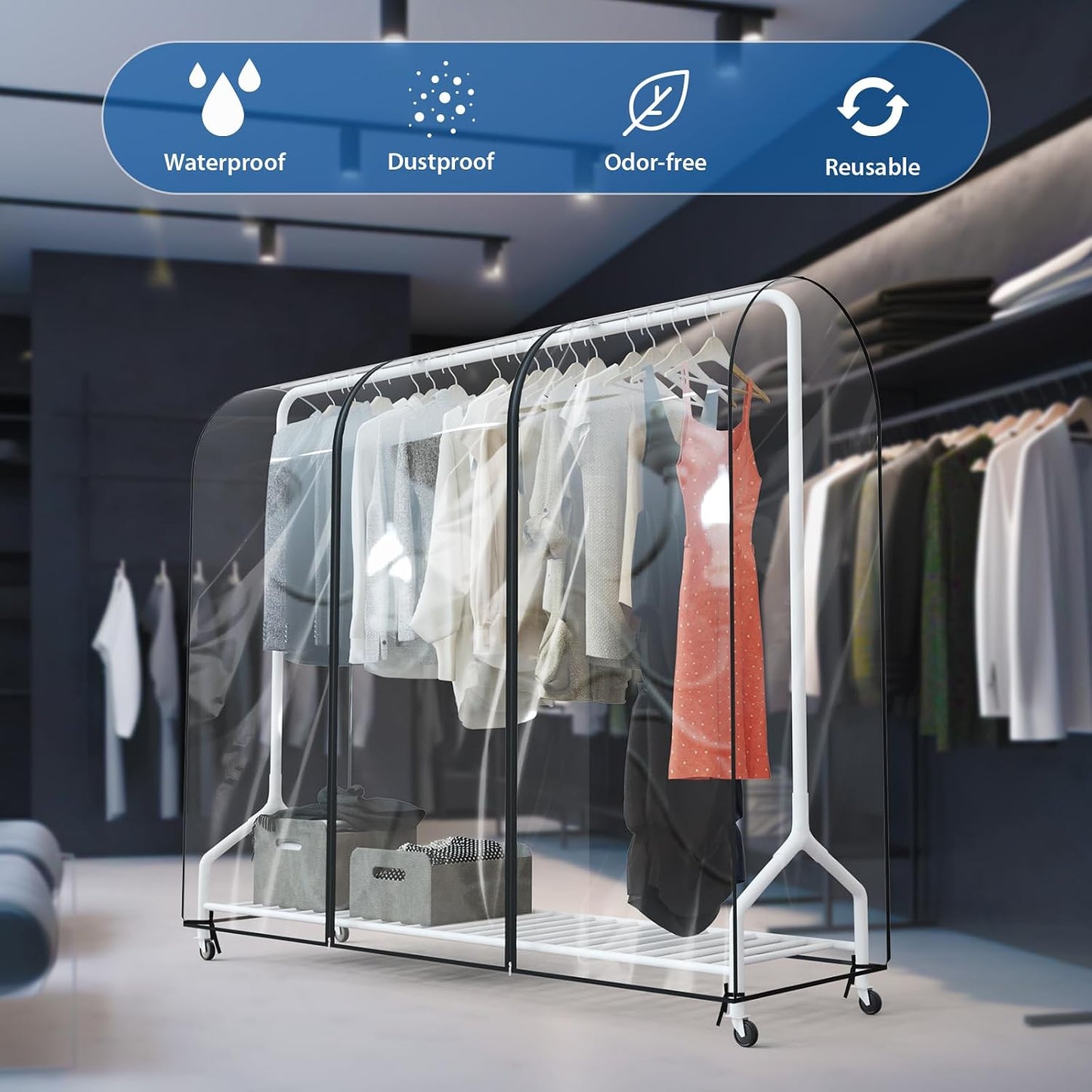 Funda transparente perchero 6ft impermeable 2 cremalleras