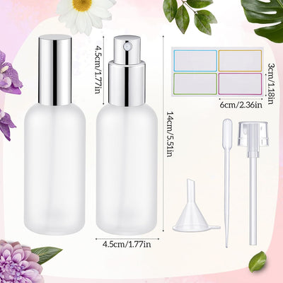 10 Botellas Vidrio Esmerilado 3.4oz Con Tapas Plateadas