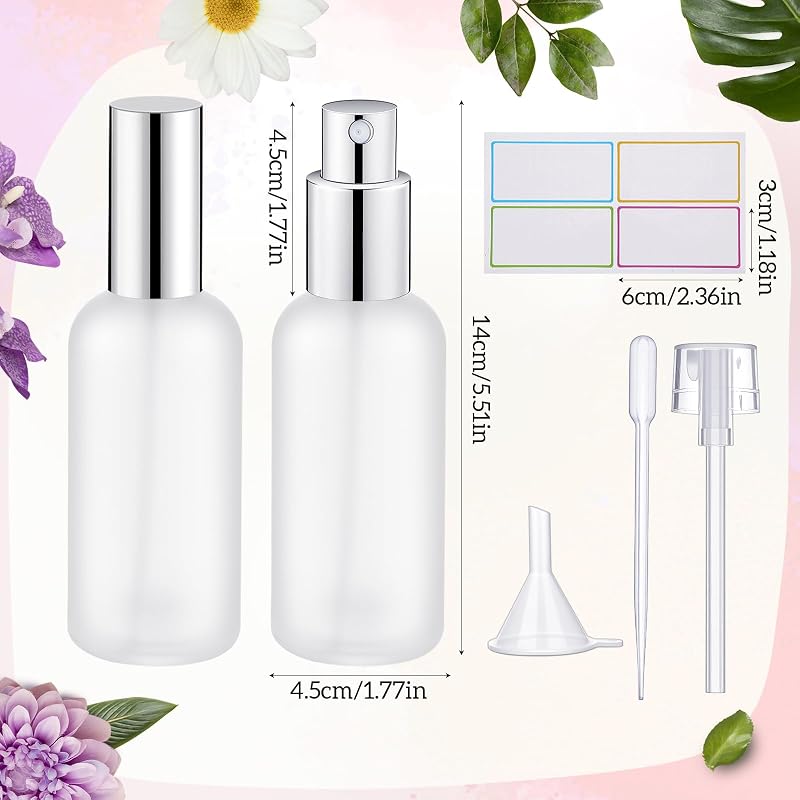 10 Botellas Vidrio Esmerilado 3.4oz Con Tapas Plateadas