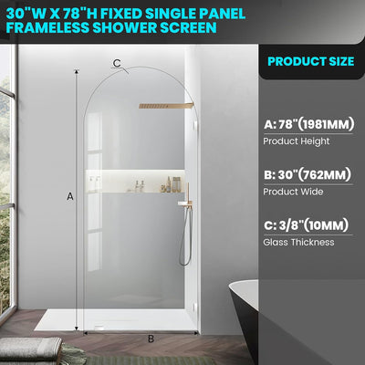 Panel ducha vidrio templado 30x78pulg fijo sin marco