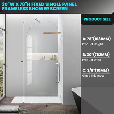 Panel ducha vidrio templado 30x78pulg fijo sin marco