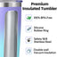 Vaso acero inox 20oz con tapa popote doble pared azul morado