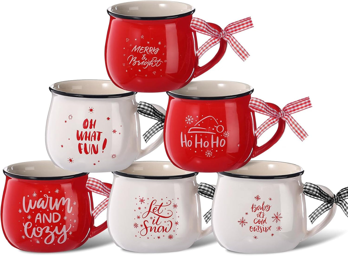 Set 6 Tazas Cerámica 12oz Regalo Chocolate Caliente Navidad