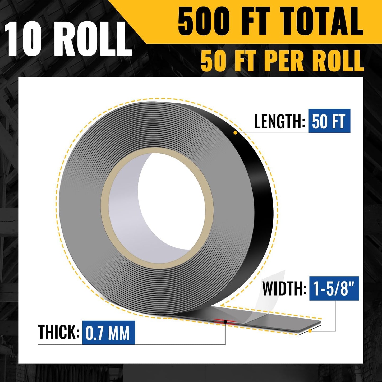 Cinta butilo selladora para vigueta 1-5/8" 50pies 10rollos