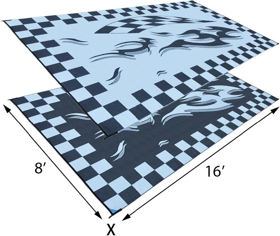 Tapete reversible patio 8x16ft banderas cuadros
