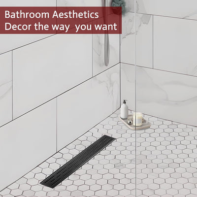 Drenaje ducha 24pulg rectangular negro acero inox 304