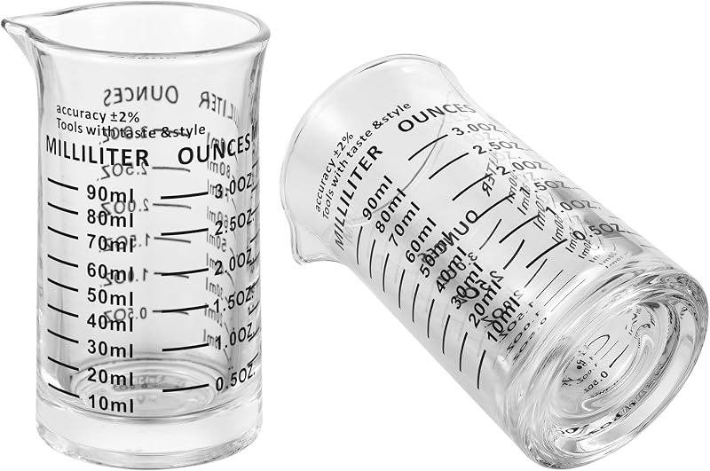 Vaso medidor vidrio 3oz doble escala ml cocina bar pack 2