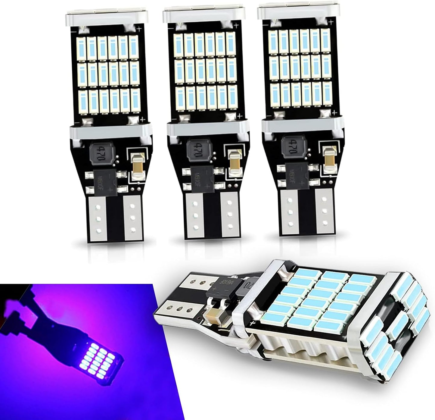4 Pzas Luces Reversa LED T15 6500K 360° Canbus