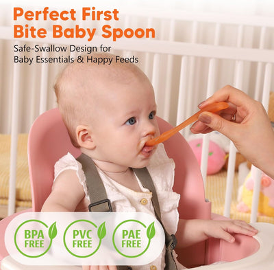 Set 2 cucharas silicona bebé con estuche para autoalimentación