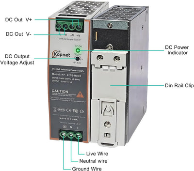 Fuente alimentación riel DIN 120W 24V AC-DC industrial