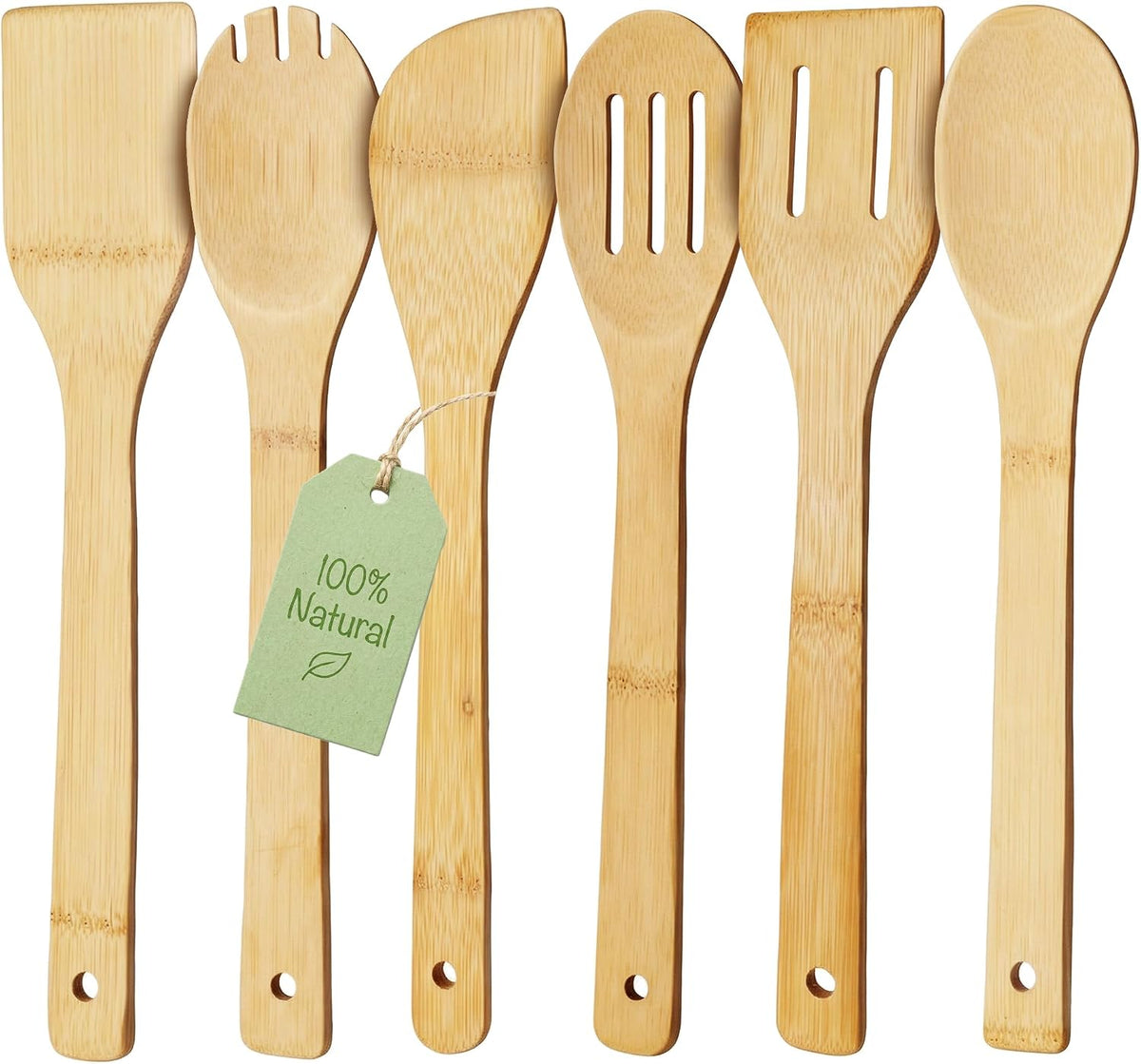 Set 6 Cucharas Bambú Antiadherentes Utensilios Cocina