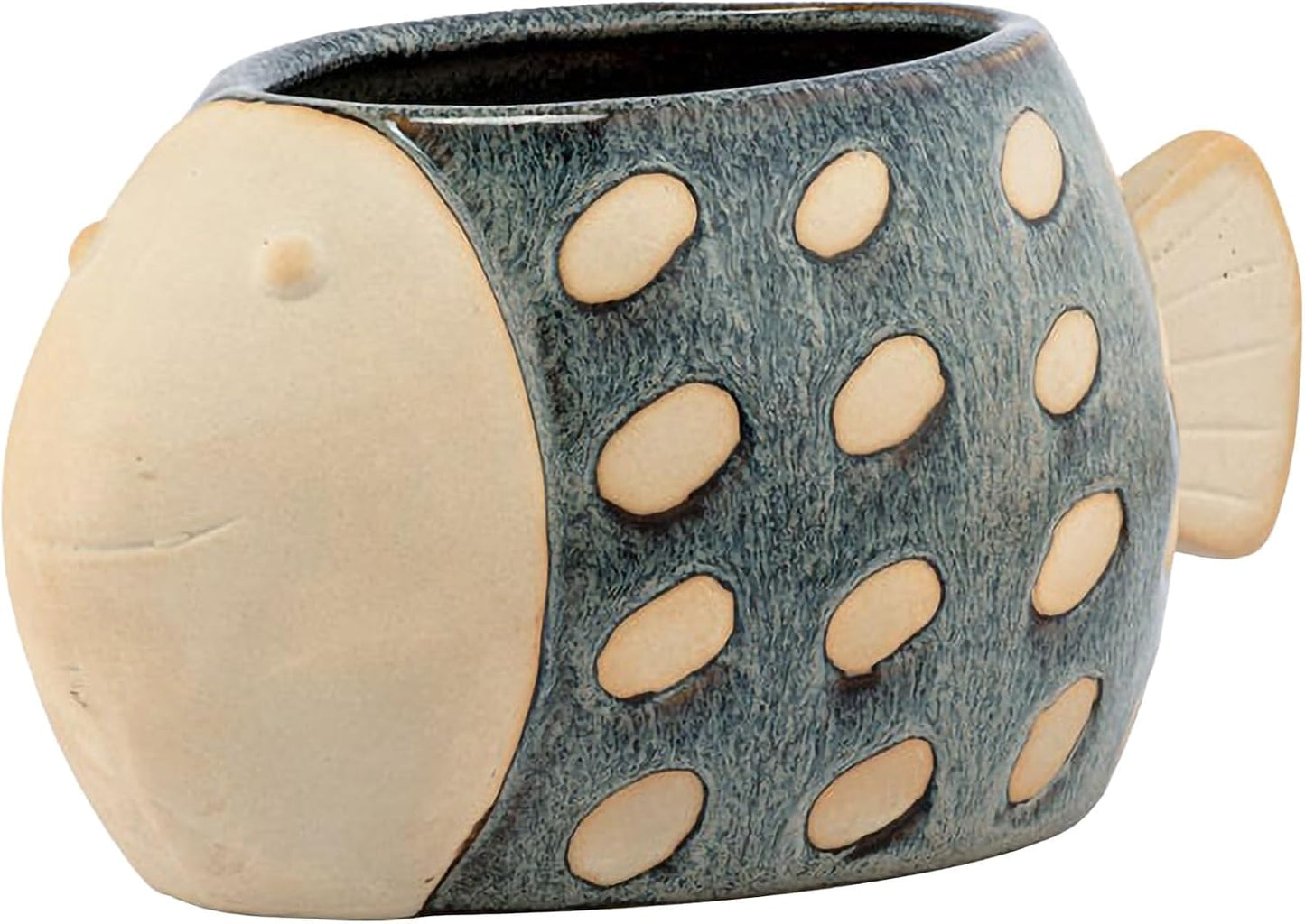 Maceta decorativa hogar 8.75x3.75" color azul gris